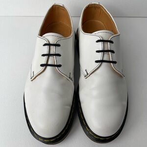 Vintage Dr. Martens England White Leather Double Stitch Oxfords UK 4